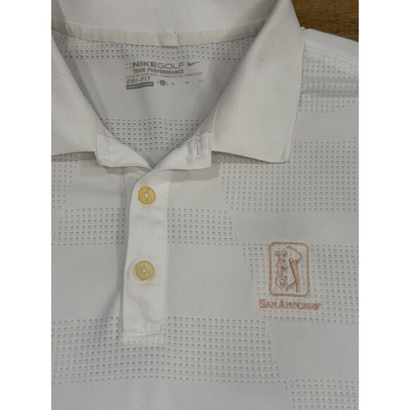 Nike Golf Tour Performance Dri Fit Polo Shirt Size XL Mens TPC San Antonio White - Picture 5 of 11